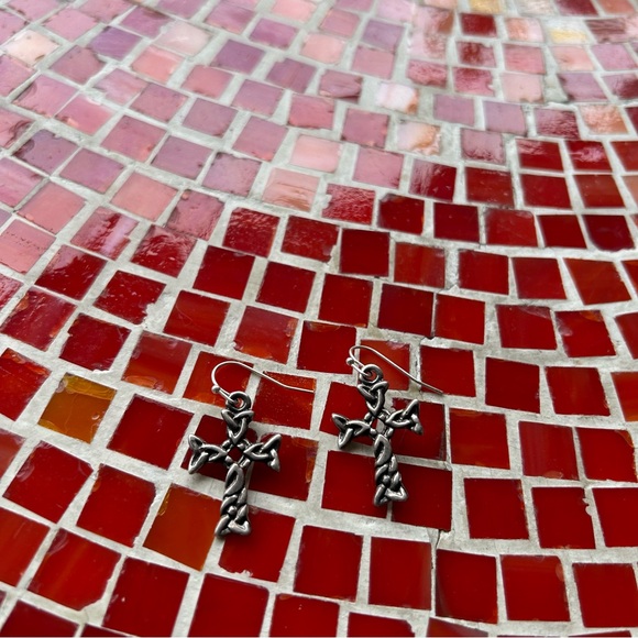 Sterling Silver Celtic Cross Earrings - Picture 9 of 10